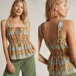 Anthropologie NWT plaid peasant tank top Size 8